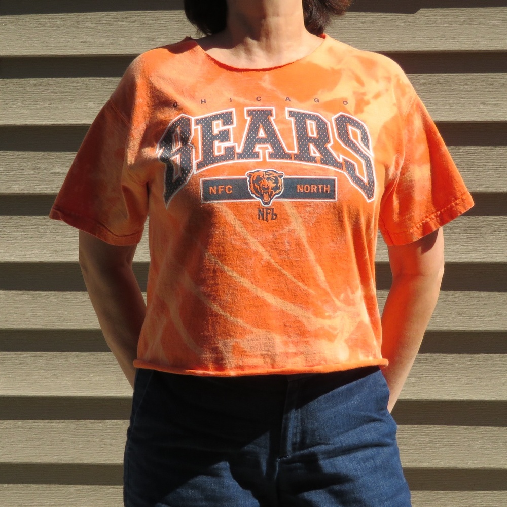 Chicago Bears NFC Orange Bleach Crop Top sz M